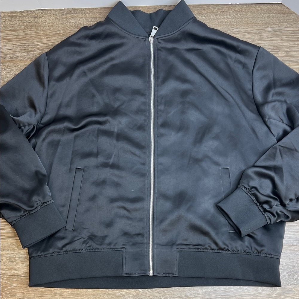 Express Black Satin Bomber Jacket – Women’s Size XL